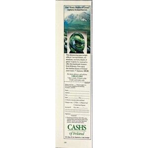 CASHS of Ireland "Our 40 Shades of Green Paperweight Captures Ireland" Ad 1986